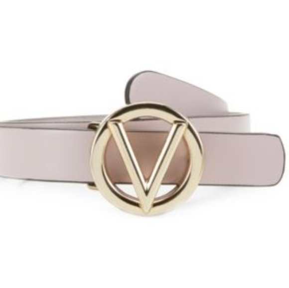 MARIO VALENTINO SLIM LEATHER LAVENDER LOGO BELT SIZE LARGE + DUST BAG NWT ❤️ - Picture 5 of 11